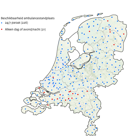 Kaart NL Ambulancestandplaatsen 2023