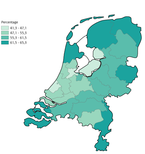 Kaart NL per GGD-regio alcoholgebruik jongeren 2023